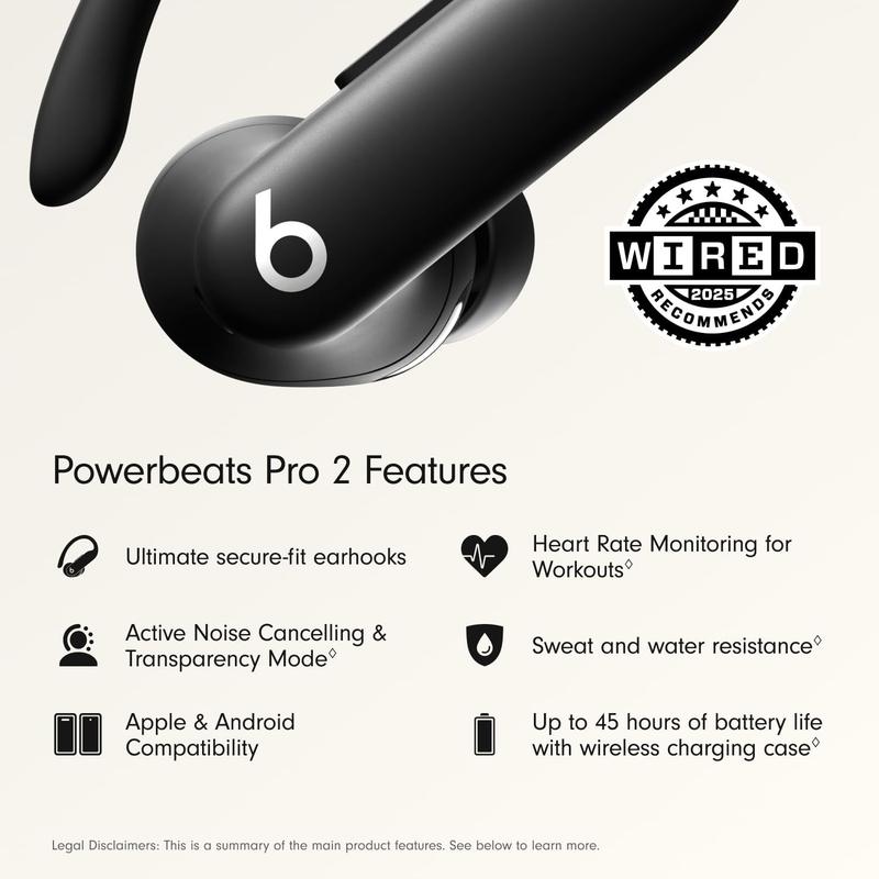 Fones de ouvido sem fio Bluetooth Beats Powerbeats Pro 2 - pretos